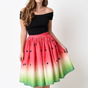 🍉 Unique Vintage Watermelon Swing Skirt🍉